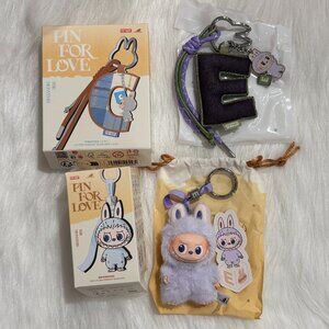  AUTHENTIC Labubu Pin for Love Plush Pendant + Letter Pendant Set – E